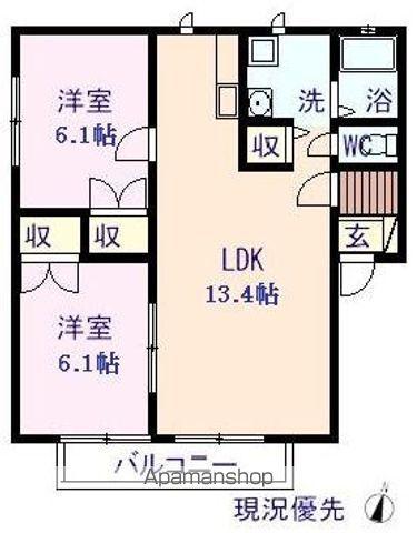 ウエストアベニュー(2LDK/2階)の間取り写真