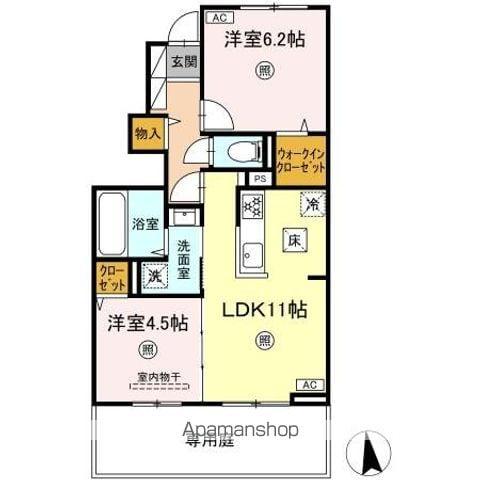 メゾンカオル(2LDK/1階)の間取り写真