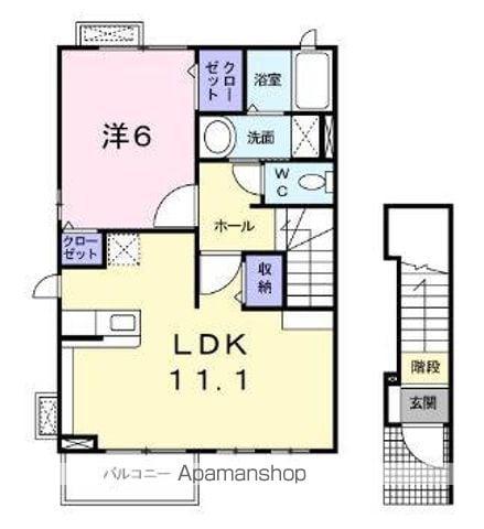カーサセレーノⅠ(1LDK/2階)の間取り写真