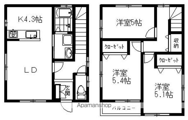 青梅線 河辺駅 徒歩13分 2階建 築16年(3LDK)の間取り写真