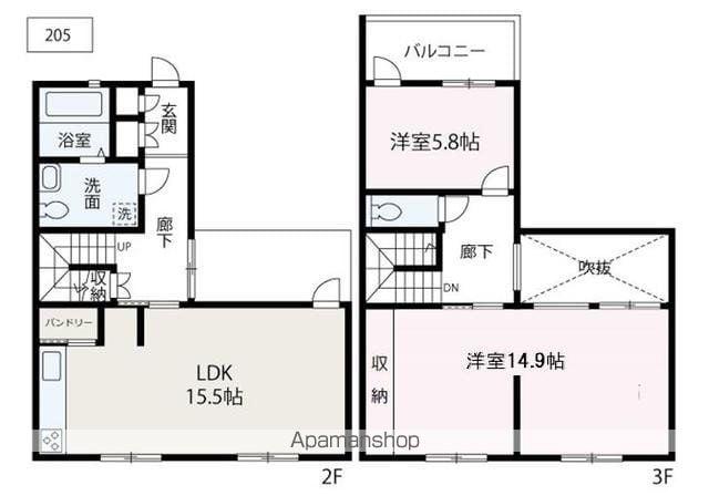 鈴森VILLAGE(2LDK/2階)の間取り写真
