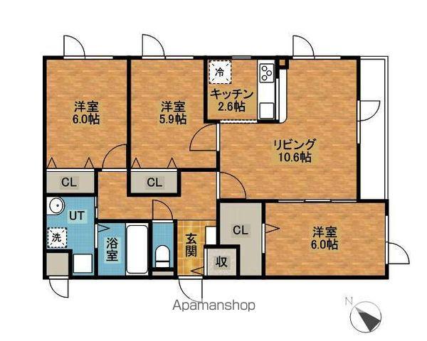 鍋島ハイツ1(3LDK/4階)の間取り写真