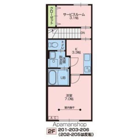 オークA(1K/2階)の間取り写真