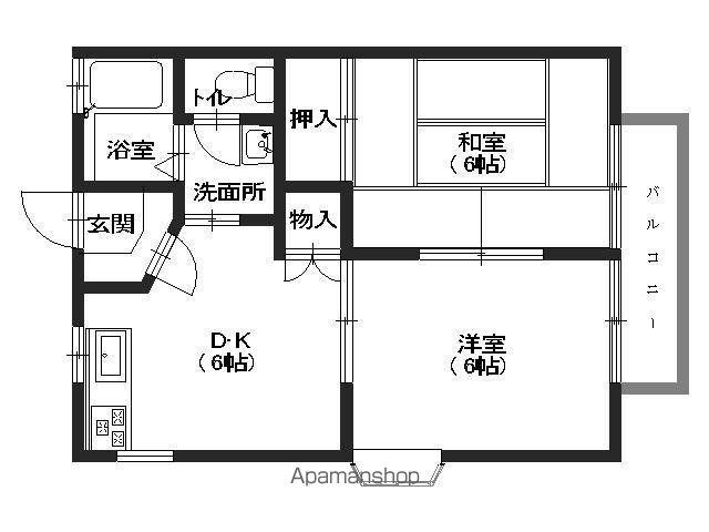 せせらぎハイツⅡ三宅(2DK/2階)の間取り写真