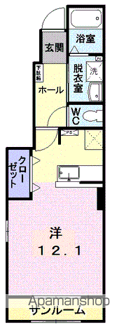 サンリットヴィラ(ワンルーム/1階)の間取り写真