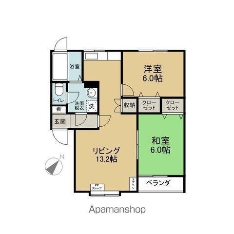 クレインズガーデン(2LDK/2階)の間取り写真