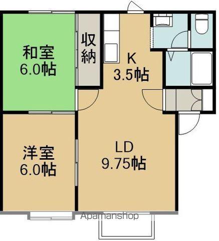 サンガーデン七重浜A(2LDK/2階)の間取り写真