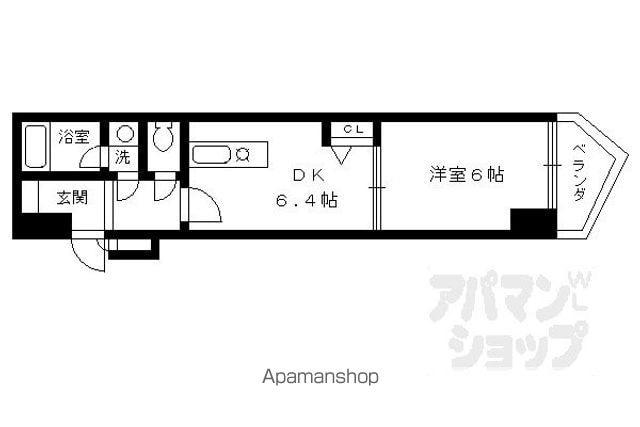 エスリード京都河原町(1DK/9階)の間取り写真