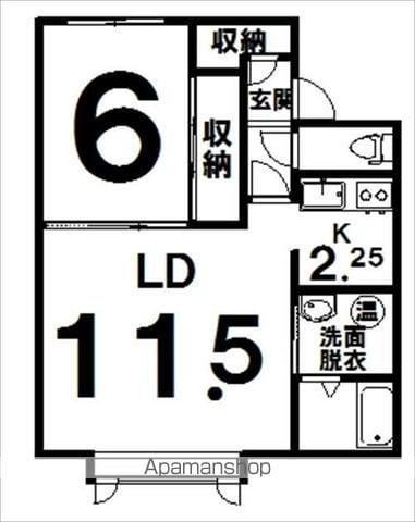 コーポイケダB(1LDK/1階)の間取り写真
