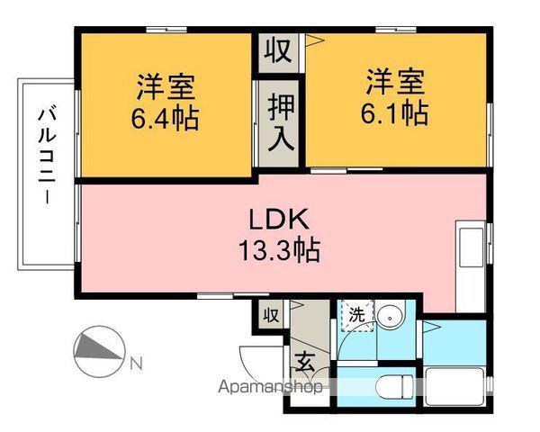 サンマリノ A棟(2LDK/2階)の間取り写真