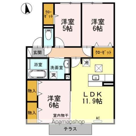 チャルルK(3LDK/1階)の間取り写真