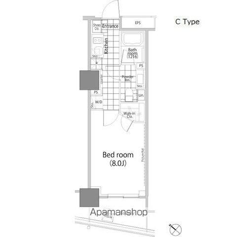 パークハビオ赤坂タワー(1K/2階)の間取り写真