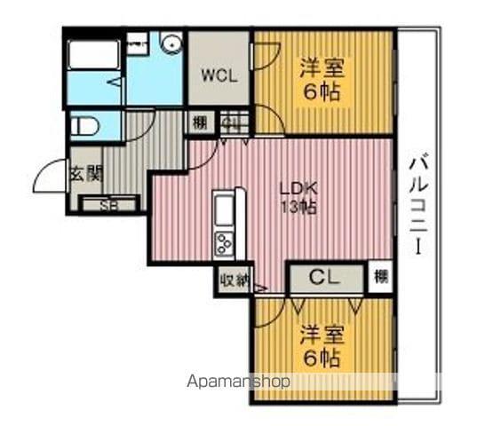 パヴィヨン豊中(2LDK/3階)の間取り写真