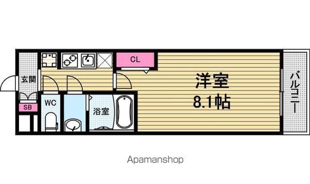 プレサンス心斎橋ソレイユ(1K/13階)の間取り写真