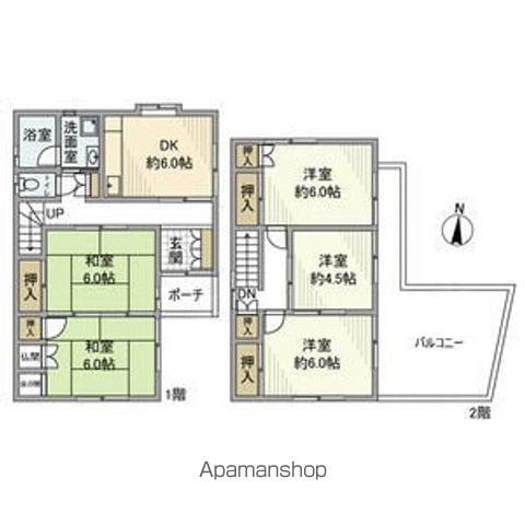 名鉄尾西線 開明駅 徒歩13分 2階建 築39年(5DK)の間取り写真