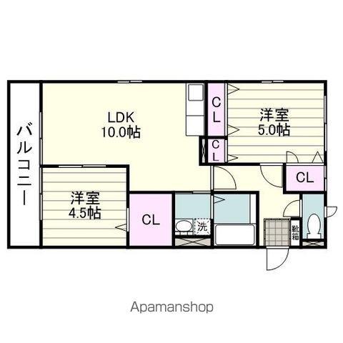 シャルマンハイム(2LDK/2階)の間取り写真