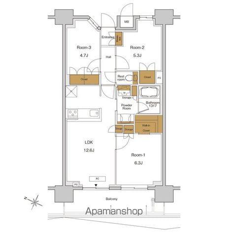 RJRプレシア東十条ガーデン(3LDK/9階)の間取り写真
