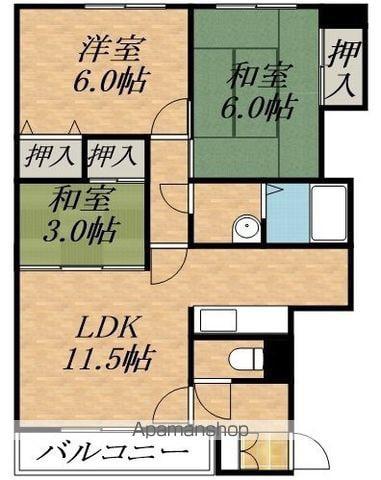 シャトーウェステリア(3LDK/3階)の間取り写真