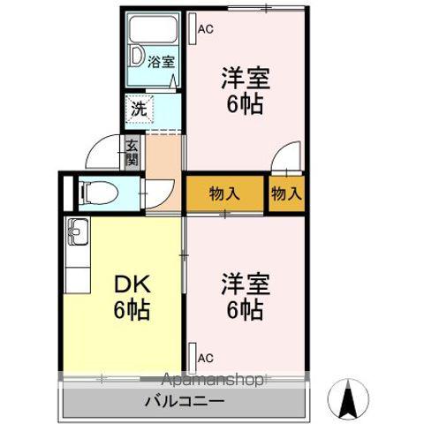 セジュール住吉A(2DK/2階)の間取り写真