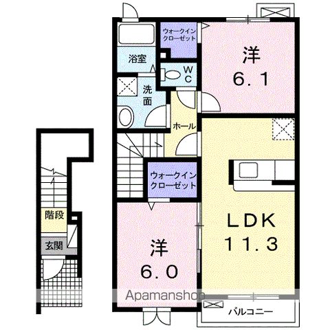 ル・シエル(2LDK/2階)の間取り写真