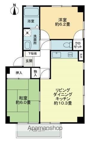 フォブールタウン成合A棟(2LDK/2階)の間取り写真