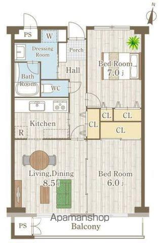 PLENDY上大岡(2LDK/2階)の間取り写真