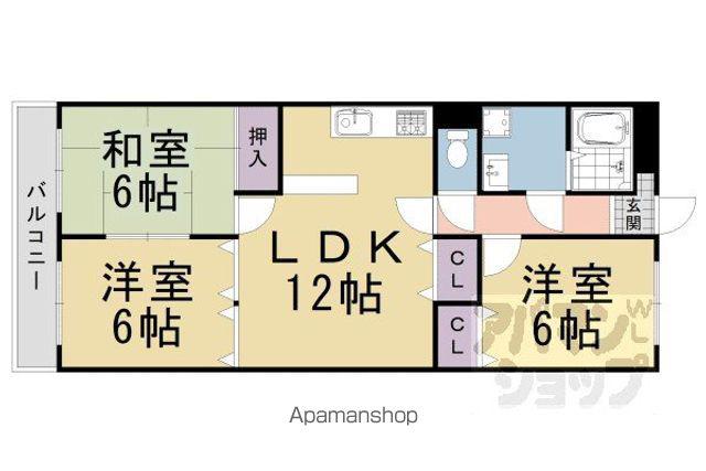 ミュー・マツヤマ(3LDK/2階)の間取り写真