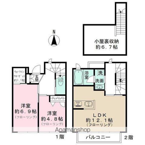 DWELL上北沢 A棟(2LDK)の間取り写真