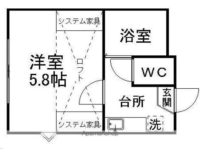 ベルシオン仙台第4(1K/2階)の間取り写真