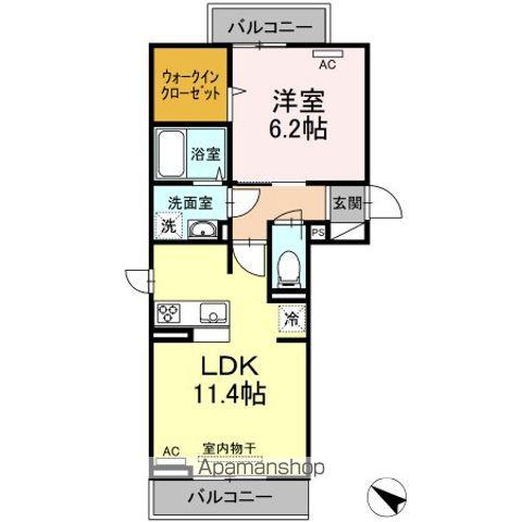 ラ・カーサ・フェリーチェ(1LDK/2階)の間取り写真