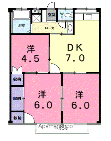 コーポ丹下(3DK/1階)の間取り写真