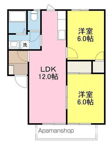 コスモクリアD棟(2LDK/2階)の間取り写真