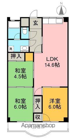 鹿児ハイツ(3LDK/4階)の間取り写真