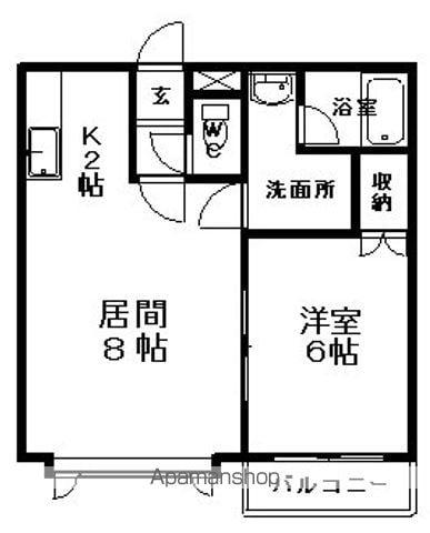 ラ・ポレール虹(1LDK/2階)の間取り写真