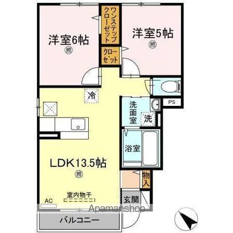 エスポワールA棟(2LDK/1階)の間取り写真