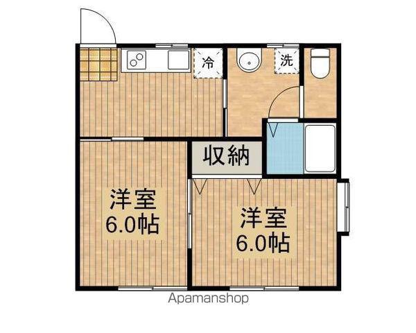 アルルコートC(2DK/2階)の間取り写真