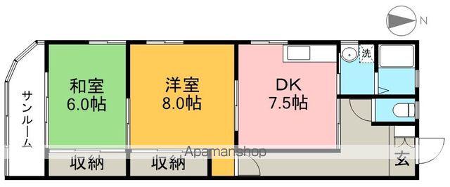 YAMASAKIビル(2DK/2階)の間取り写真
