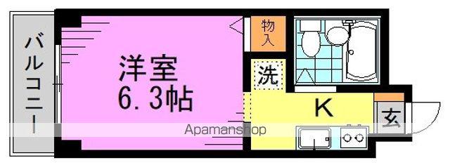 アスティオン(1K/2階)の間取り写真