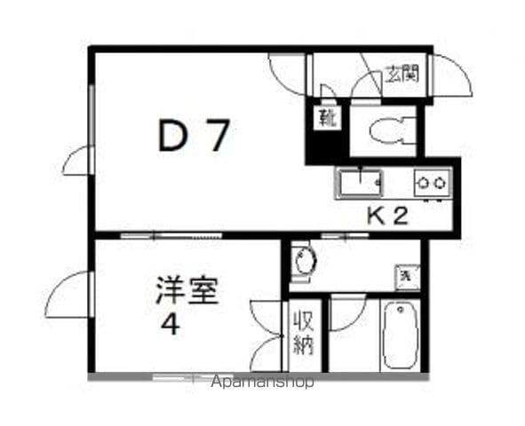 フォレスト北野通(1DK/2階)の間取り写真