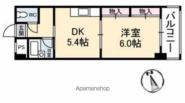 メゾンブランシュ(1DK/4階)の間取り写真