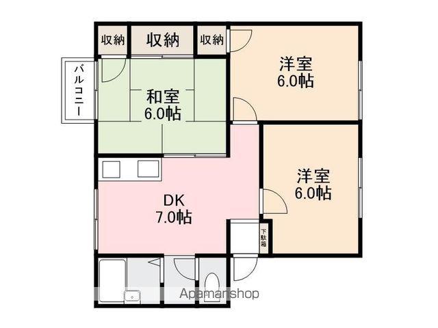 ハイム香龍 D棟(3DK/1階)の間取り写真