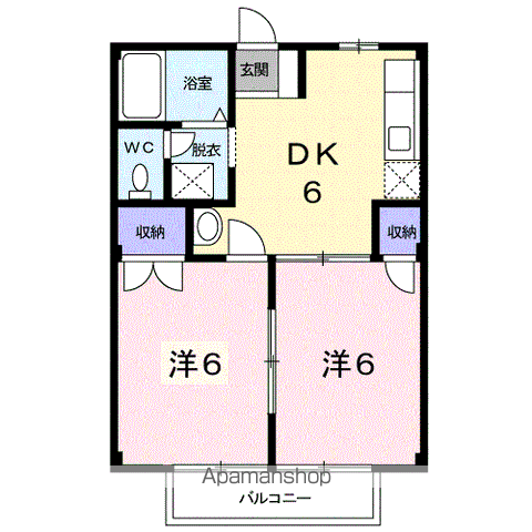 ドミール新宮(2DK/1階)の間取り写真