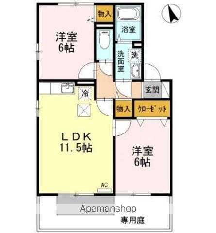 ディアコート A棟(2LDK/1階)の間取り写真