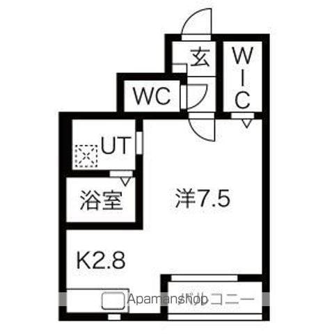ラフィナス蓬莱(1K/1階)の間取り写真