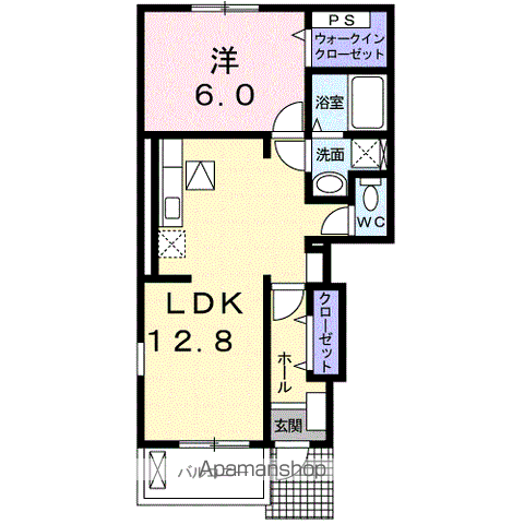 パークプレッソ雅1(1LDK/1階)の間取り写真