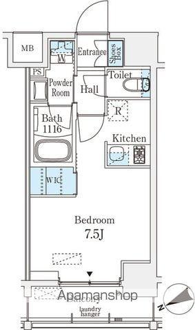 ベルファース八丁堀ウエスト(ワンルーム/7階)の間取り写真