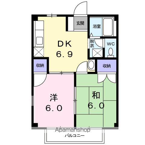 パフィオハウス(2DK/2階)の間取り写真