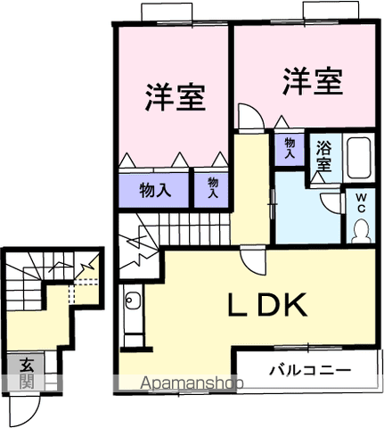ジョワイユー・ファミーユ(2LDK/2階)の間取り写真