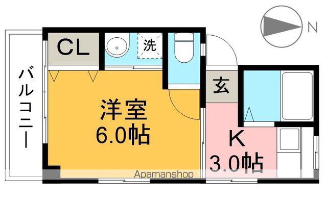 渡辺ビル(1K/3階)の間取り写真