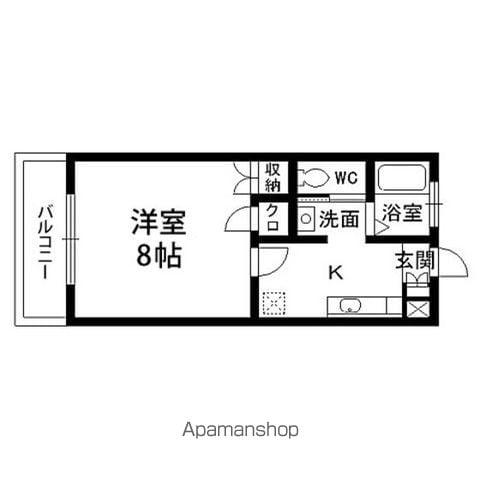 セジュールAT(1K/1階)の間取り写真